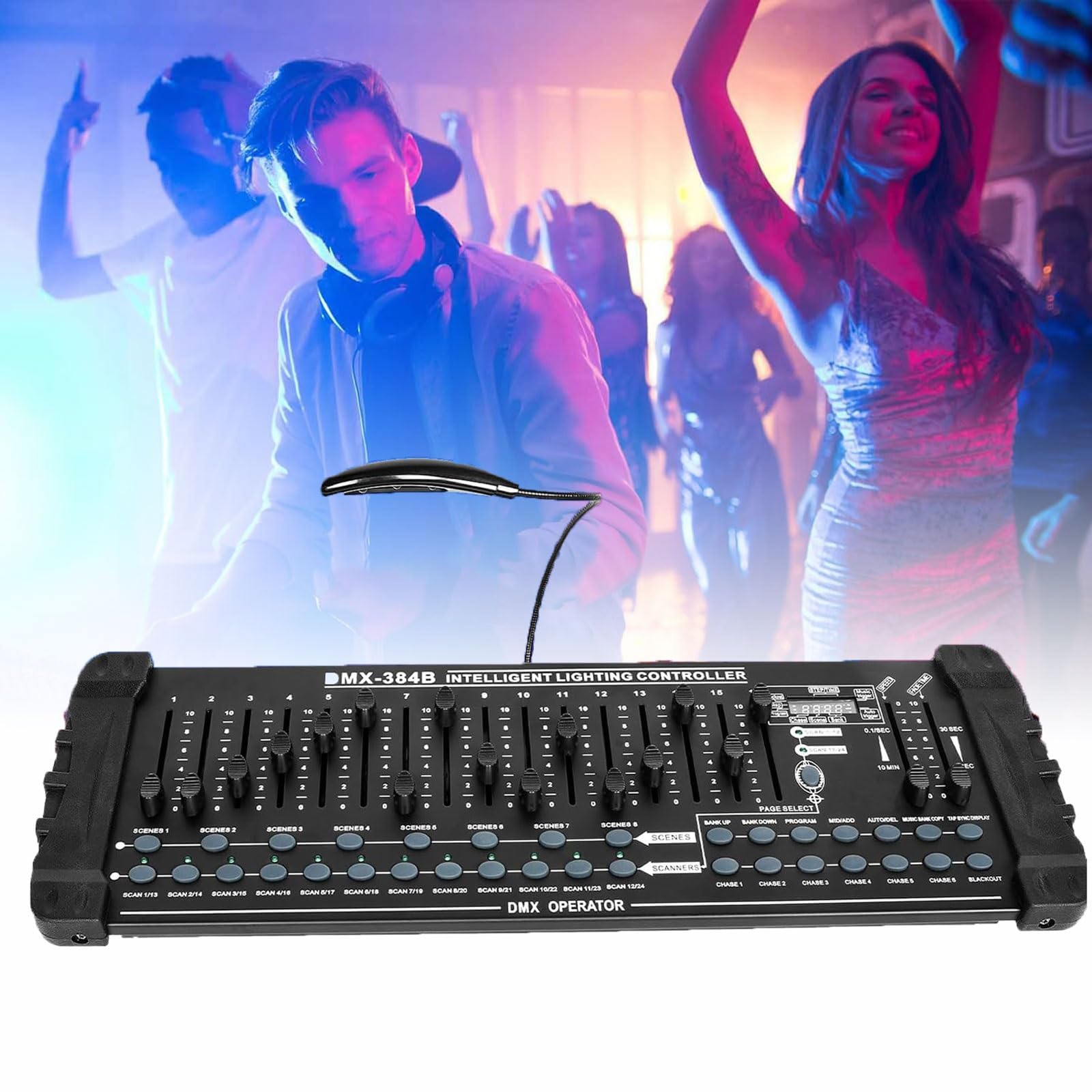 Contrôleur de lumière de scène DMX 384 canaux console d'éclairage et effet brouillard DJ