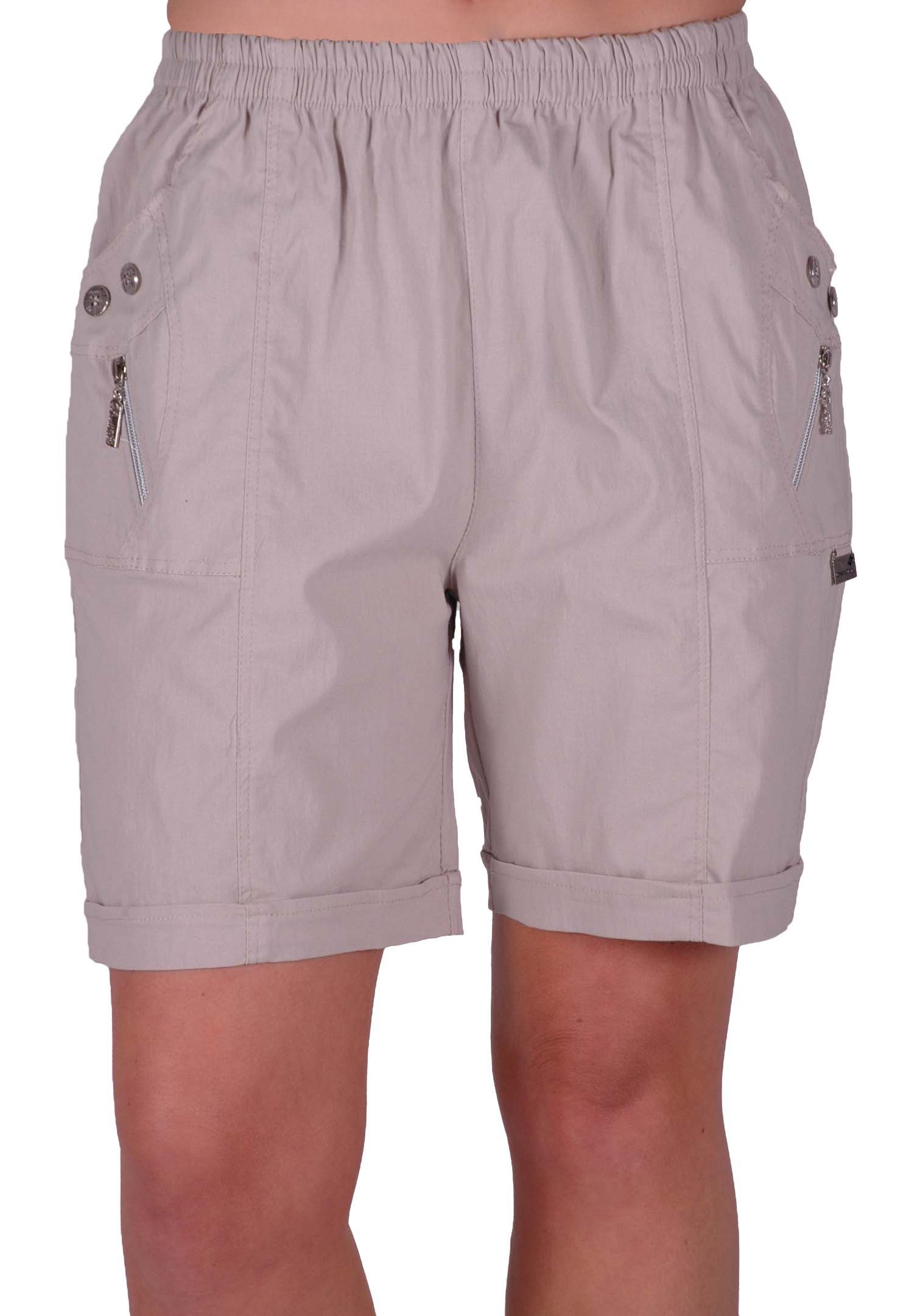 Eye Catch Women's New Stone - Relaxed Comfort Elasticized Flexi Stretch Shorts Plus Sizes Stone Size 22