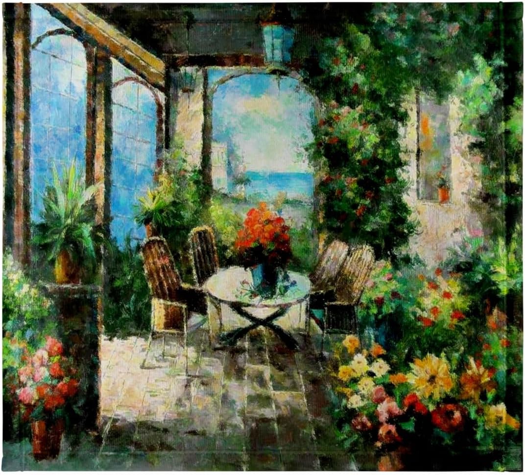 3dRose Picture of an Italian Villa Painting 22x30 Bath Hand Pool Towel