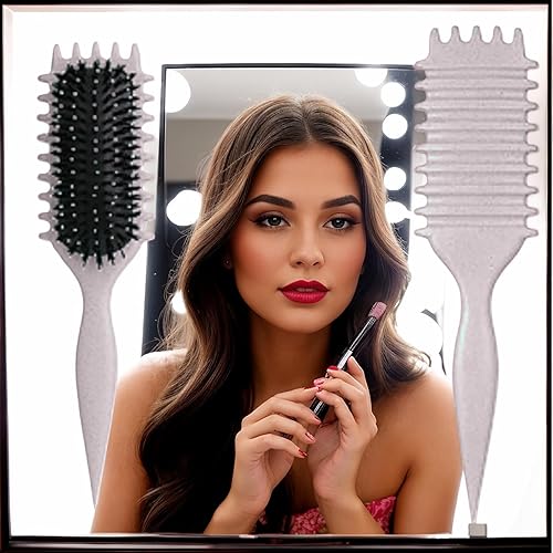 Miniatura 5 de Curl Defining Brush Siluannan - Cepillo de pelo rizado para desenredar dar forma y definir rizos para mujeres y hombres. 1 pieza beige.
