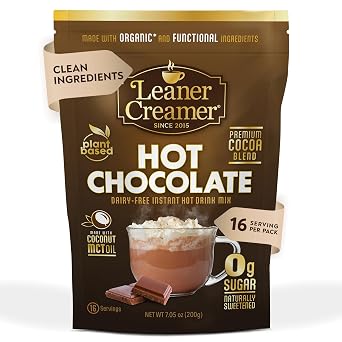 Instant Leaner Hot Chocolate Mix | 0g Sugar, Keto & Low Carb, Dairy-Free, L-Theanine, Rich Cocoa Flavor