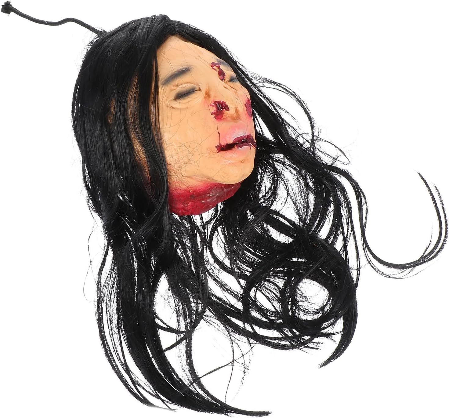 ULTECHNOVO Halloween Hanging Ghost Decoration Severed Long Hair Corpse Head Prop for Haunted House Party Indoor Outdoor Scary Pendant Accent
