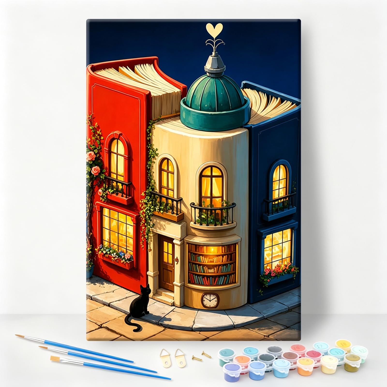 Paint by Numbers for Adults with Frame, Bookstore Painting, 8x12 Inch — image 1