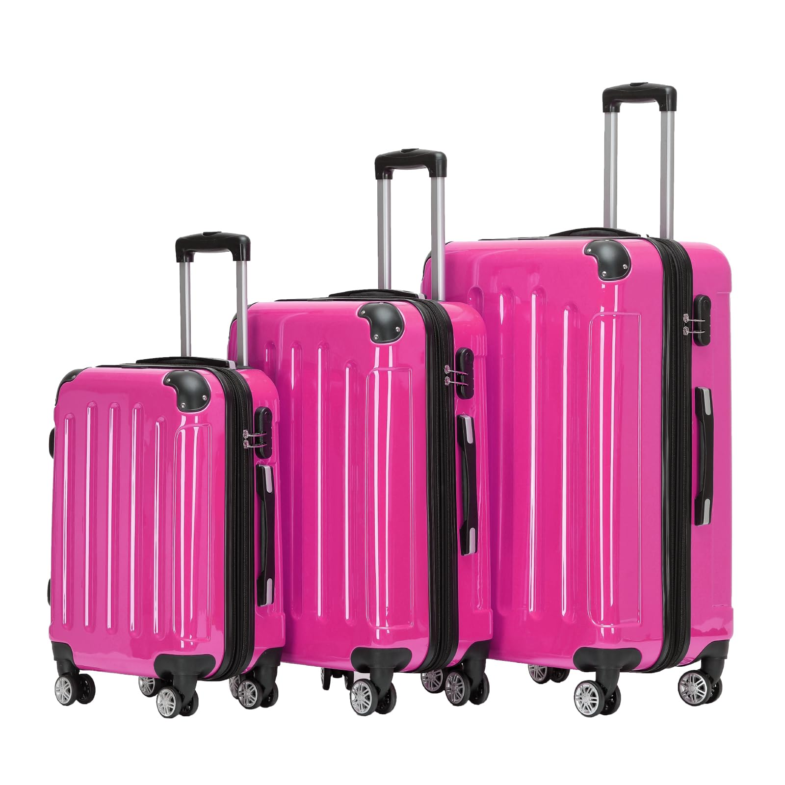 BEIBYE 2048 Hartschalenkoffer aus Polycarbonat, Reisekoffer mit 4 Zwillingsrollen und Zahlenschloss, Erweiterbarer Trolley Koffer M L XL oder Kofferset mit Teleskopgriff