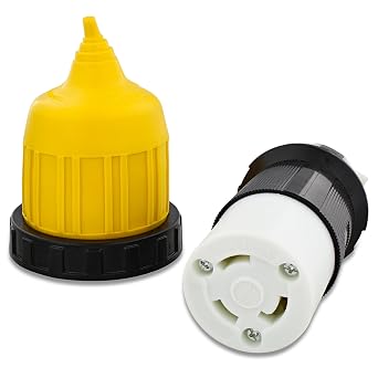 Dumble L5-30R Connector with RV Power Cord Cover & Ring 30 Amp Twist Lock Inlet Locking Plug Protector, 30A 125V