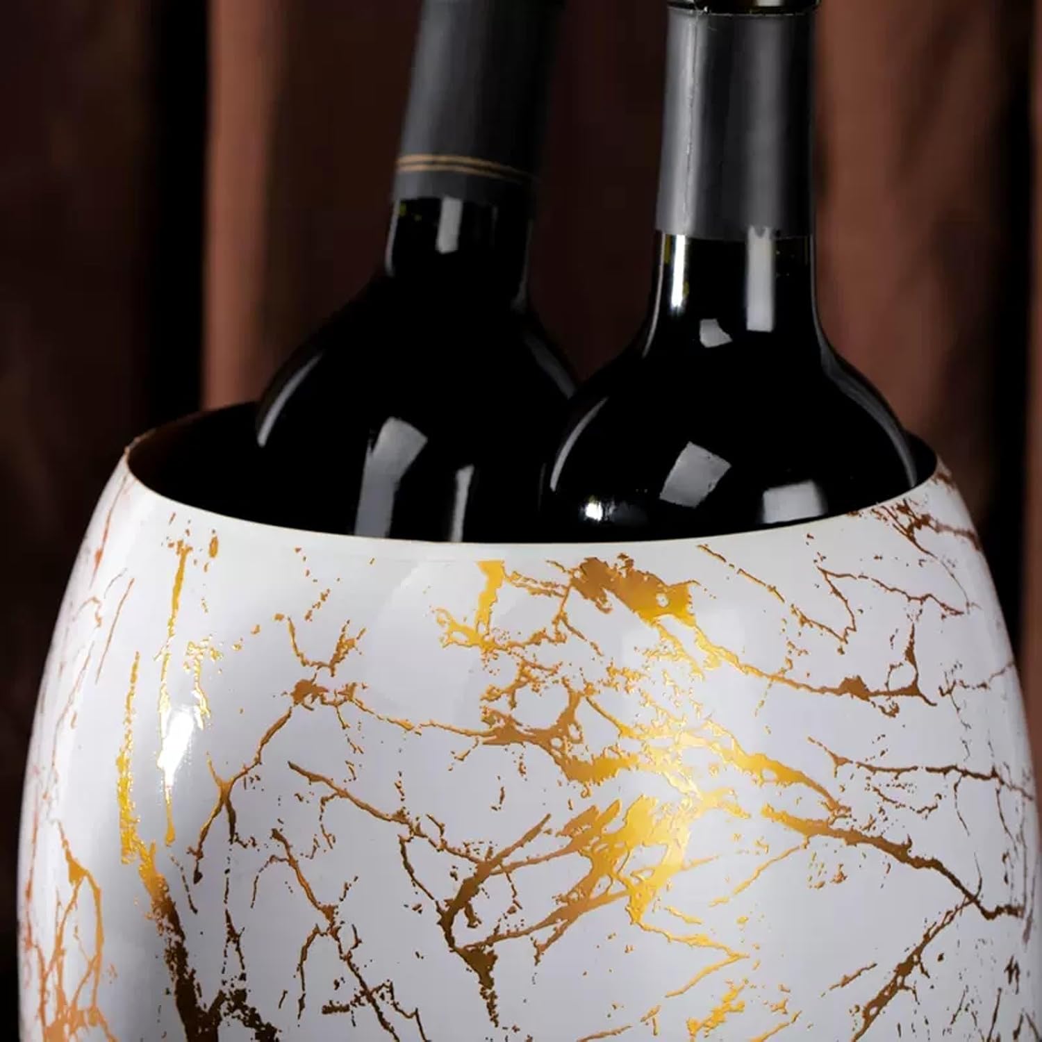 飲料タブ アイスバケツ 3.6L ステンレススチール製のエレガントな大理石模様のアイスバケツ。カクテルバー、パーティー、ワインやシャ