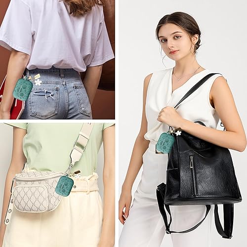 Miniatura 7 de MINSCOSE Funda compatible con AirPods Pro, bonito diseño de patrón grabado de flores con llavero floral, funda protectora de silicona suave a prueba