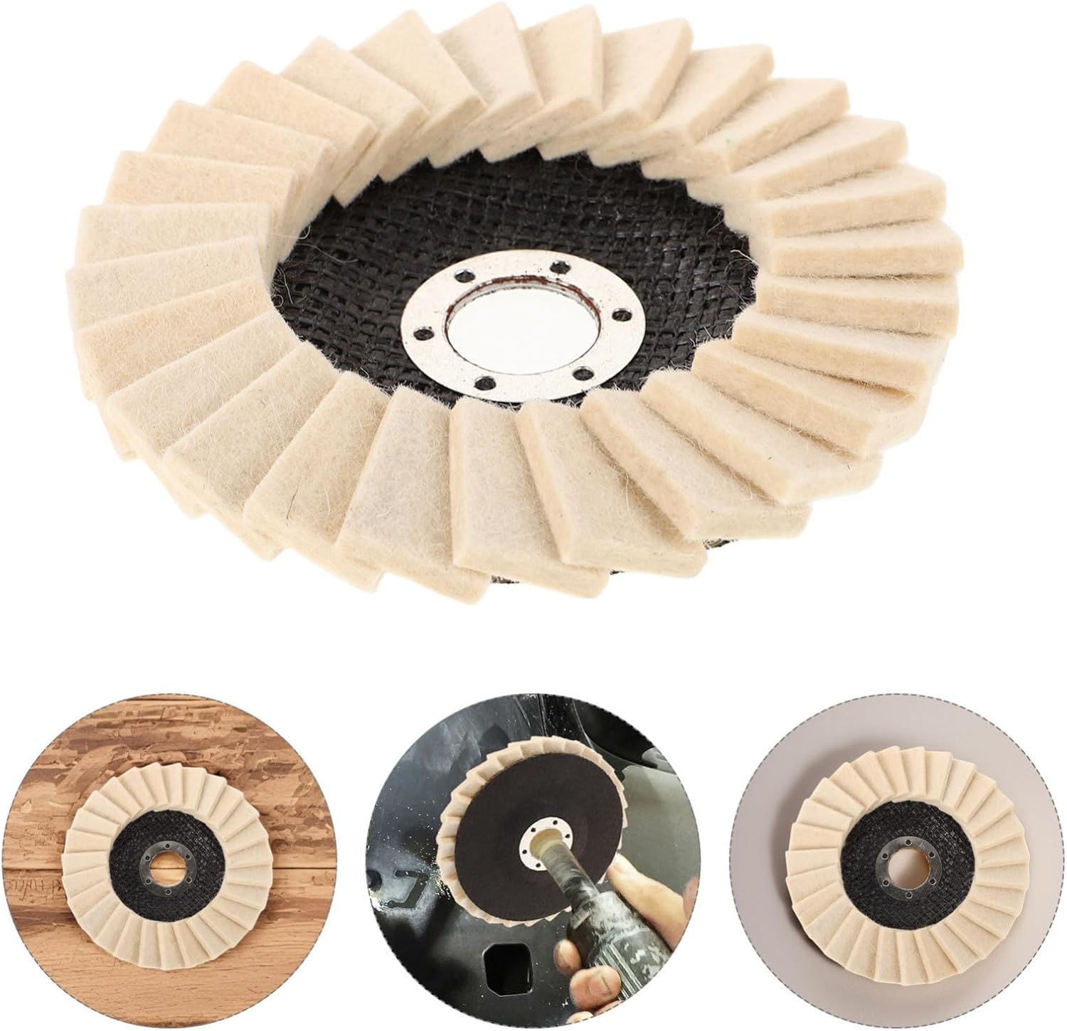 125mm Wool Felt Polishing Wheel Buffing Disc for Angle Grinder Wool Buffing Pad for Car Glass and Jewelry Polishing Automotive Body Repair Wheel