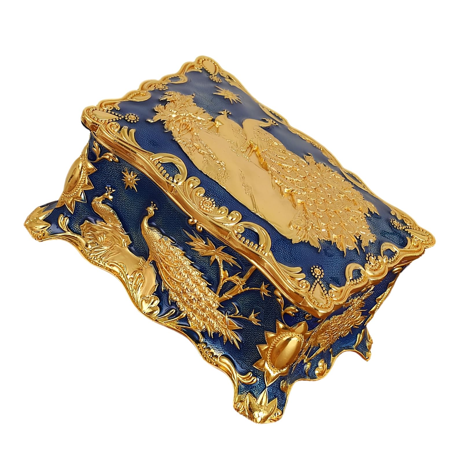 HDOYTXXM Unique Peacocks Shaped Jewelry Case with Colorful Kirsite Construction for Safeguarding Valuable Jewelry Against Damage Display Case