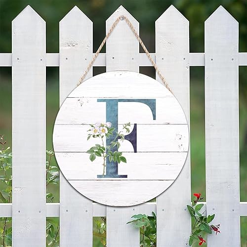Vista 73 de Welcome Sign for Wall Initial Letter C Blue Round Wood Signs Monogram White Floral Wood Plaque Fresh Flowers 12in Mid Century Home Wall Decor for