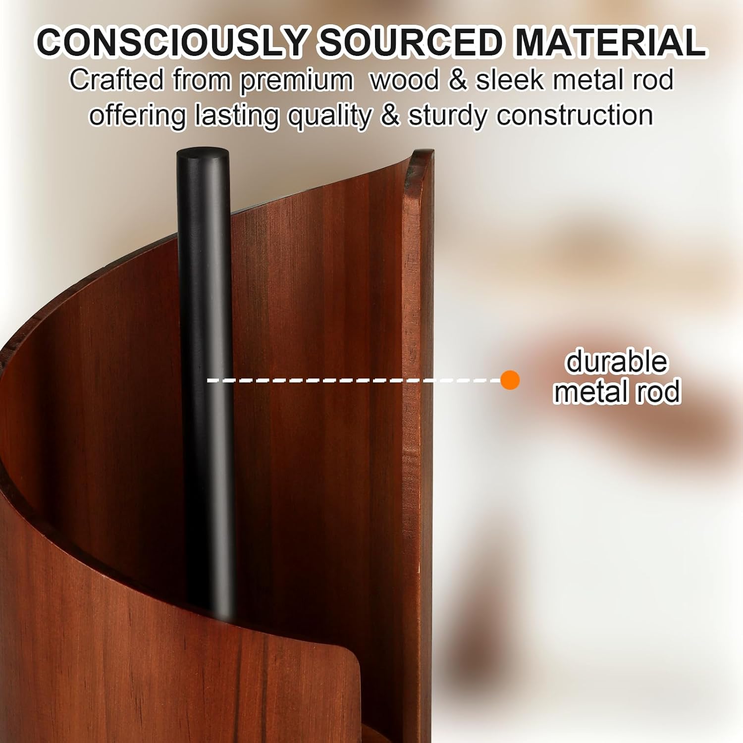 Stylish Mountain Paper Towel Holder with Mango Wood Base & Sturdy Iron Holders - Effortless One-Hand Tear for Jumbo & Mega Rolls - Perfect for Kitchen & Living Room Countertops