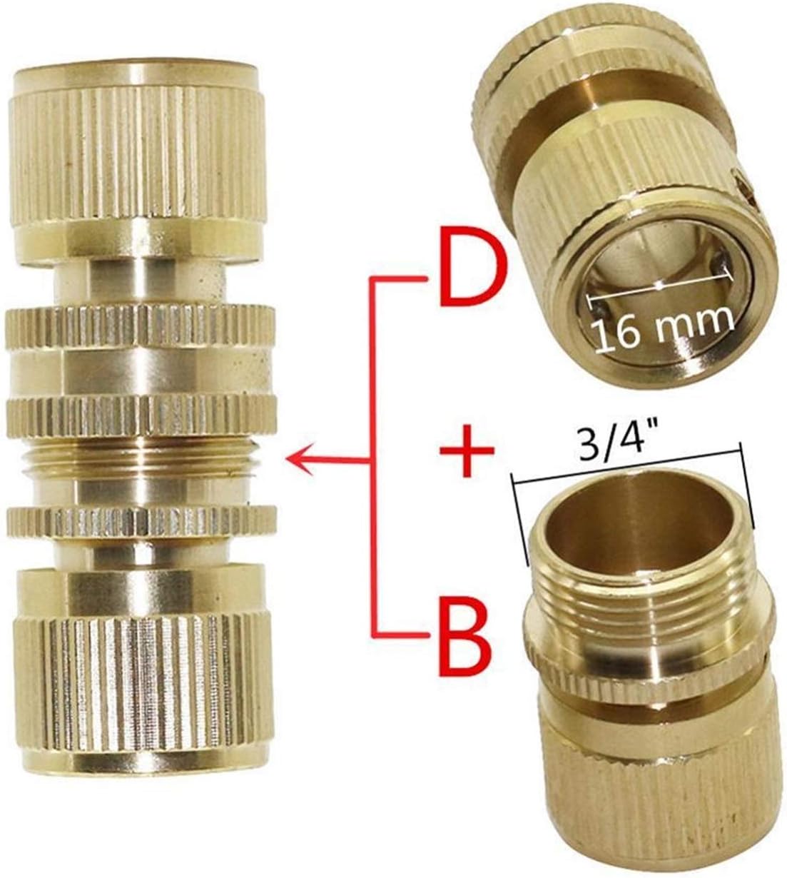 Utility Hose Butt Kitchen Garden Hose 3/4" Internal/External Thread Nipple Quick Connector 1/2" Pipe Joint Interface Connector Faucet Car Wash Water Gun Hose Fittings/D and B