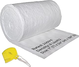 SIMOND STORE Ceramic Fiber Blanket - 8# Density 2400F - 1" x 24" x 150" - High Temperature Insulation Baffles for Stove Forge Furnace Kiln Fireplace Pizza Oven Chimney - Dishwasher Insulation Blanket