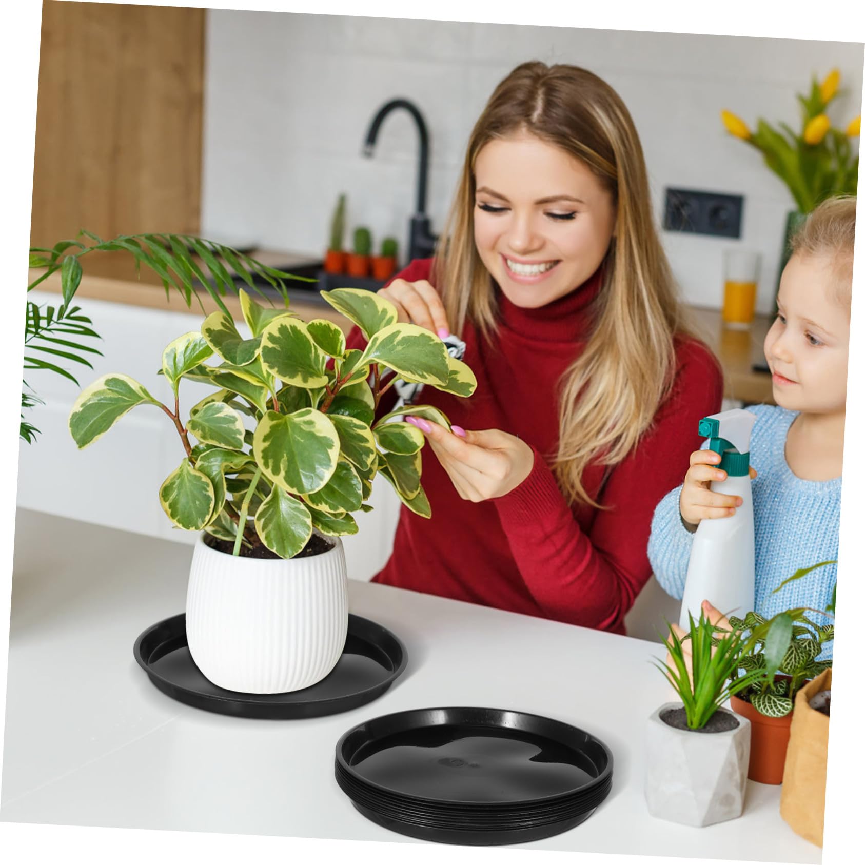 10piezas Platillos para Plantas Bandejas De Drenaje para Macetas Bandejas Redondas para Agua y Contenedores para Plantas De Jardín