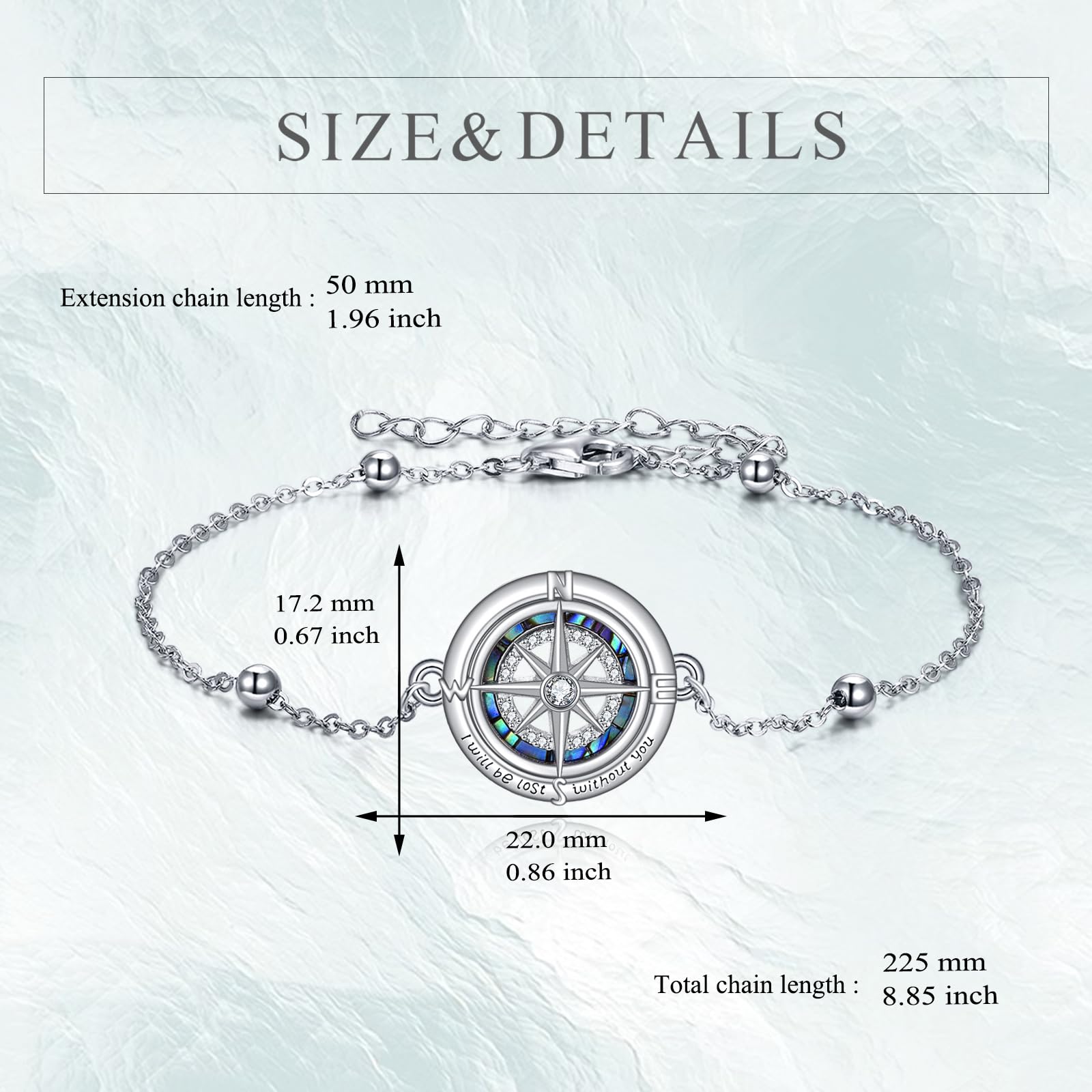 VONALA Pulseras de plata de ley 925 con cruces celtas y brújula de montaña para mujer, pulsera de cadena ajustable, regalo de joyería para familia y amigos
