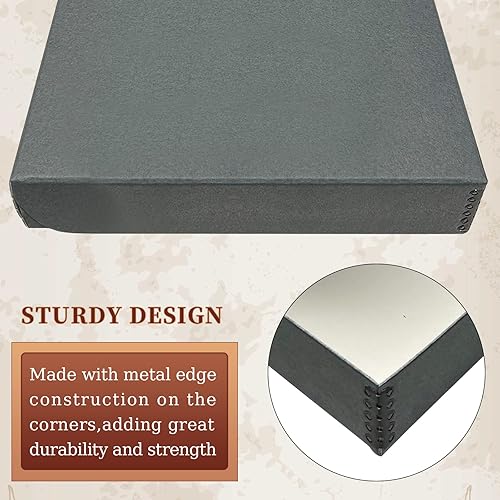 Miniatura 4 de Golden State Art, Archival - Caja de almacenamiento de 11 x 17 pulgadas, diseño de concha con borde de metal, conserva y almacena fotos, documentos,