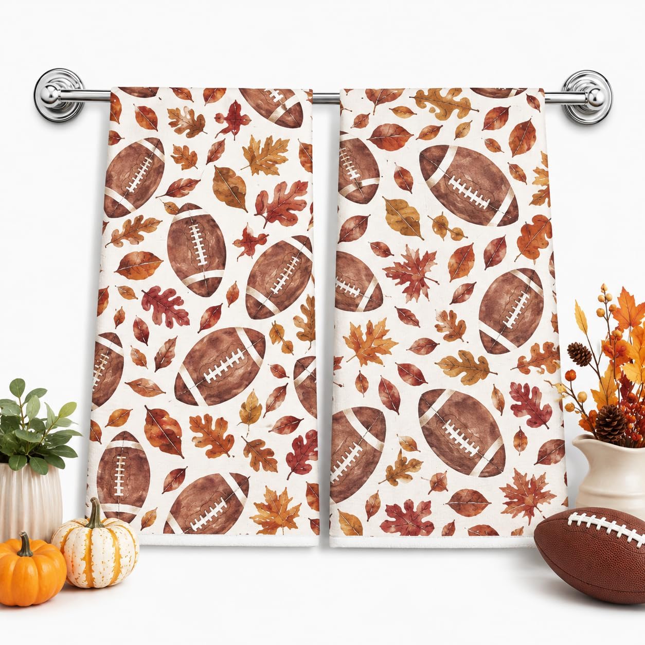 Football Kitchen Towels Set of 2, Maple Leaf, 18 x 26 in