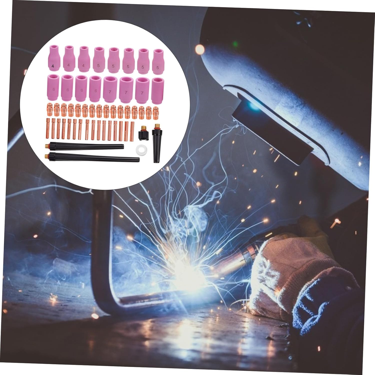 Professional Welding Gun Accessories Kit Ceramic Nozzle Holders Argon Arc Welding Nozzles Wire Feed Torch