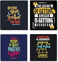 Windup Fridge Magnets - Inspiration Quotes Frames - 4 x 4 inch - Set of 4 (Design -H)