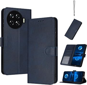 Compatible with Tecno Spark 20 Pro+ Leather Case,Compatible with Tecno Spark 20 Pro Plus KJ7 Case PU Leather Phone Flip Cover Blue