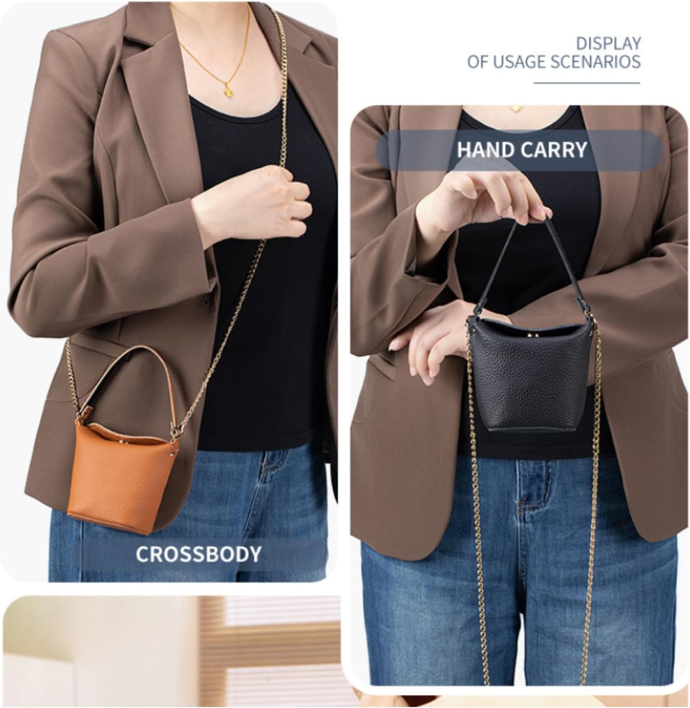 Magnetic Closure Mini Bucket Purse with Detachable Shoulder Strap-Compact Handheld&Crossbody - Image 6