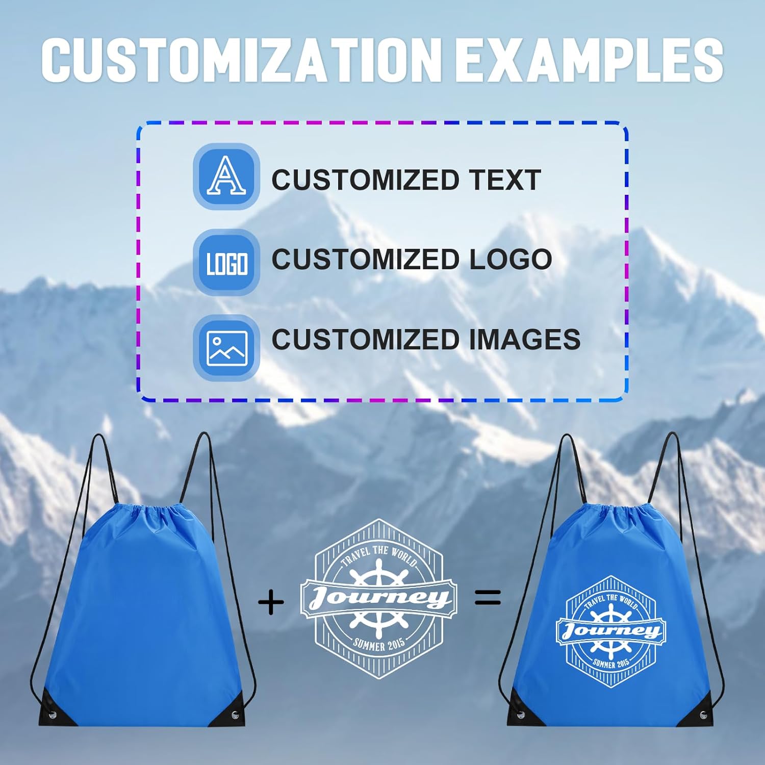 100 Pack Custom Drawstring Backpacks–Personalized Gym Backpack with Initials Name–Drawstring Bags for Climb Swimming Travel Beach Party Club(Multi-Color)