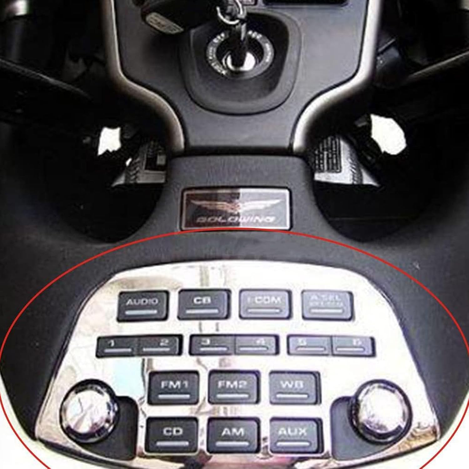 Motorcycle Radio Accent Panel and Knob Sets Chrome Compatible with H-onda Goldwing GL1800 2001-2010 Goldwing 1800 GL 1800 Gold Wing Accessories Silver