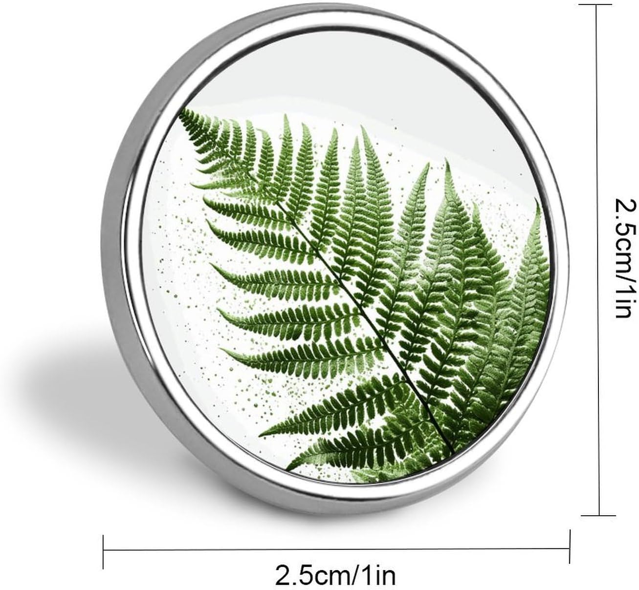 Natural Plant Silhouette Fern Leaf Button Pins - Personalized Round Badges for Women Men Custom Photo Buttons for Backpack Cloth Decoration Souvenir Gifts, Metal Badge Brooch Party Costume Accessory image 2