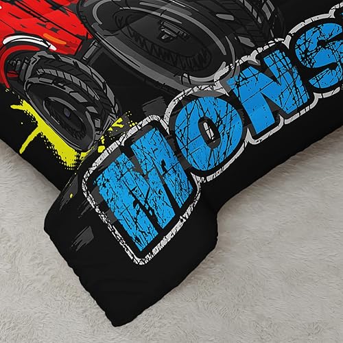Miniatura 5 de Juego de edredón de camión para niños, adolescentes y niños, edredón de autos para niños, 1 edredón con 2 fundas de almohada, juego de ropa de cama