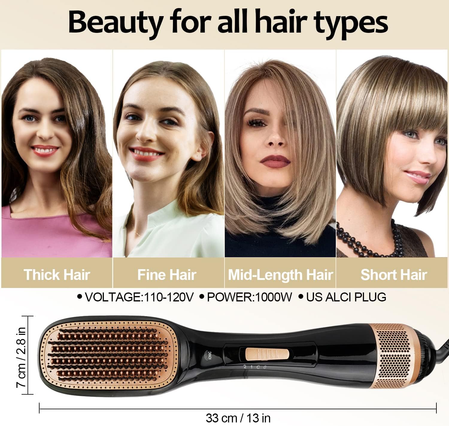 ULlOVA ion Hair Straightener Professional Ceramic Heating Brush Straightener Fast Heating and 3-Gear Temperature Setting Anti Scald Female Hair Straightener (Black Gold) : Beauty & Personal Care