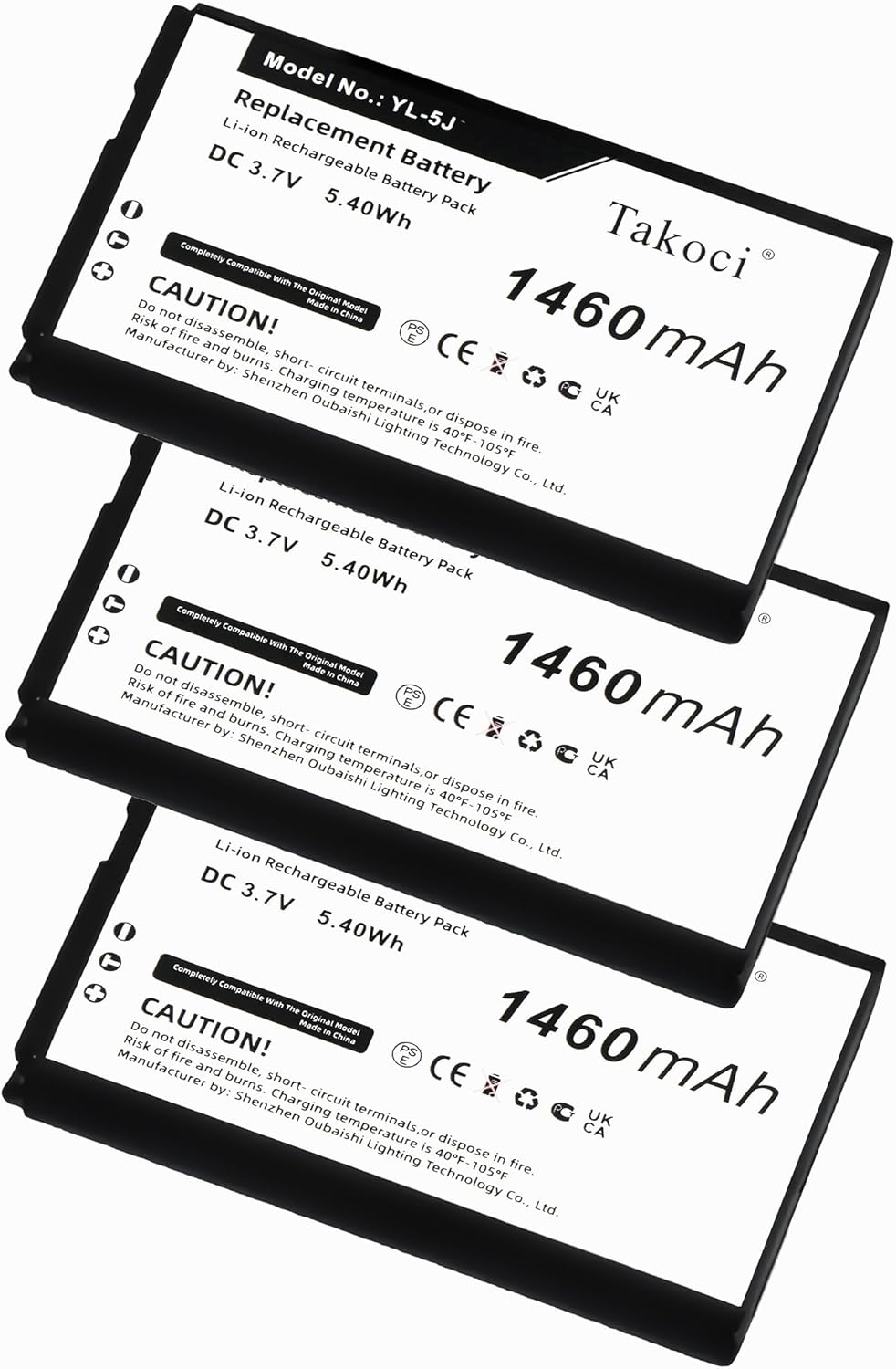 3-Pack W56H Batteries Compatible with Yealink YL-5J 1460mAh 3.7V 5.4Wh Fits W59R W56h W79P W76P W56H/P Dect Battery with Tools