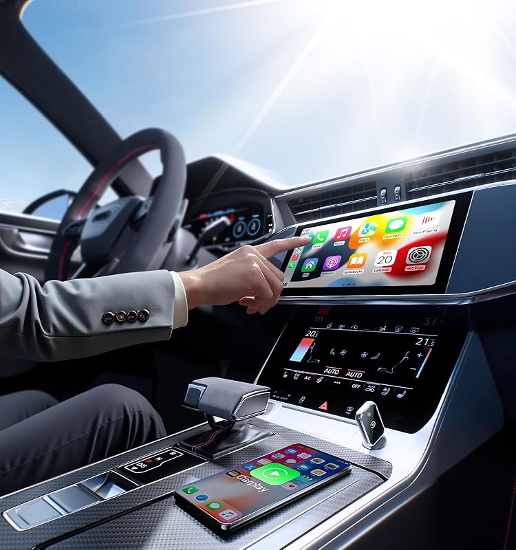Adaptor Wireless CarPlay AIZEO - Trecere rapidă de la CarPlay cu fir la cel wireless, Plug and Play, Compatibil iPhone iOS 10+