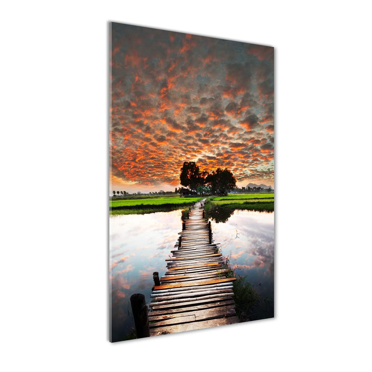 Impression sur verre acrylique Tulup 60x120 cm avec tableau paysage multicolore de pont en bois
