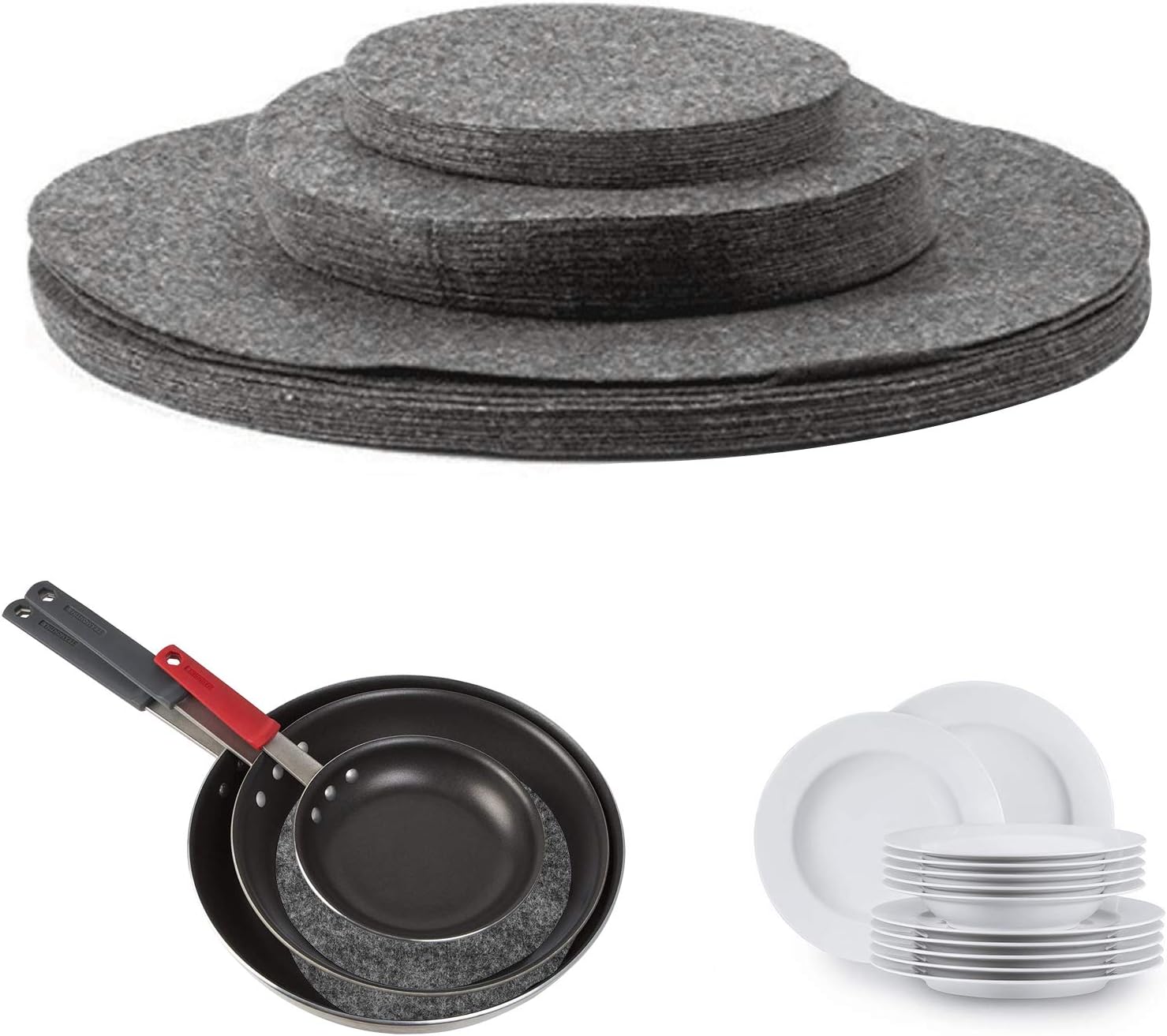 Josopa 24pcs Soft Felt Plate Dividers Pot and Pan