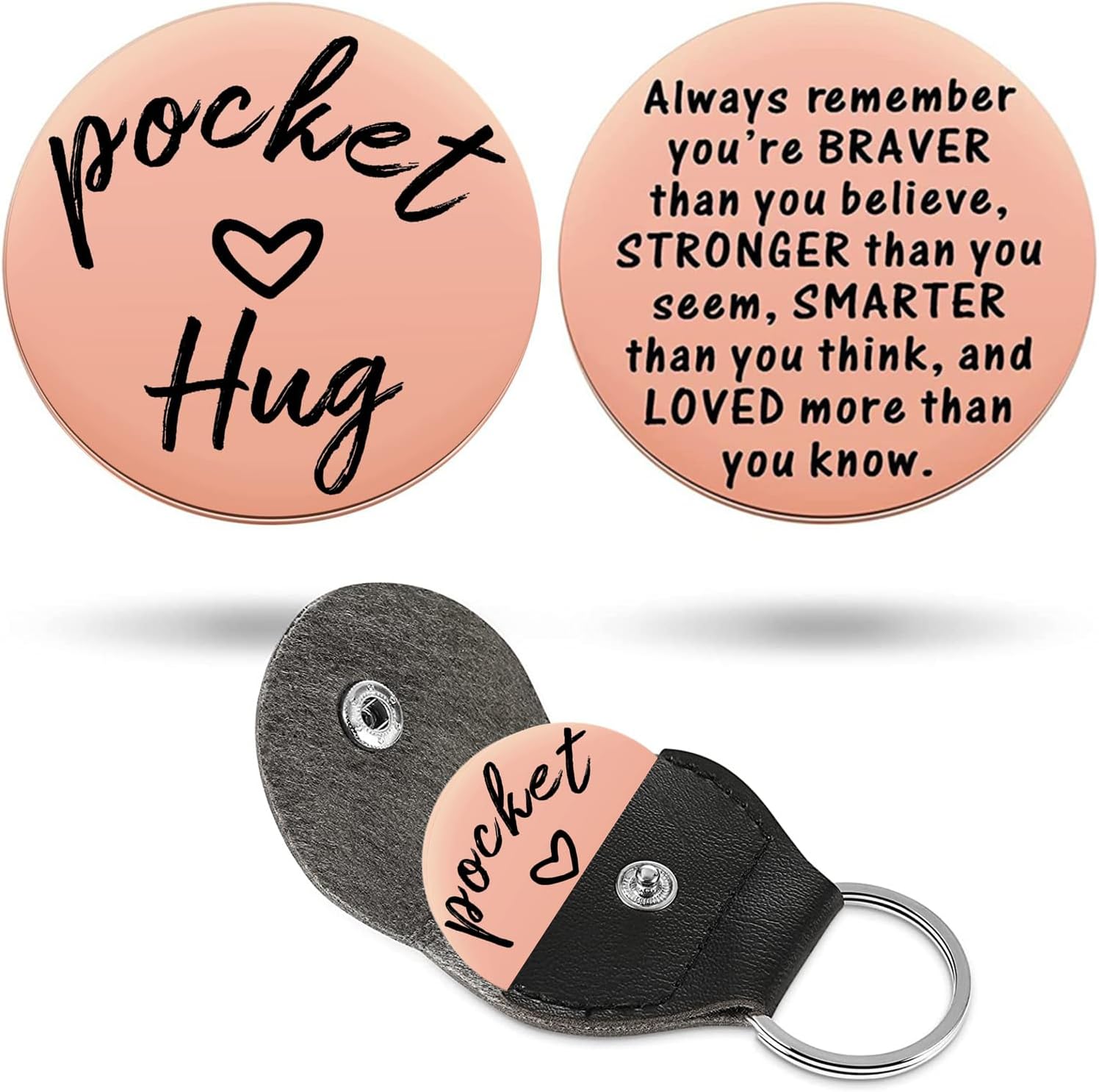 HZJ-AIGO Pocket Hug Token - Long Distance Relationship Keepsake, Thinking of You Gift, Isolation Gift, Stainless Steel Double Sided Inspirational Keepsake, Stocking Filler