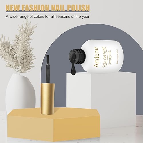 Miniatura 5 de Artdone Esmalte de uñas de gel, esmalte de gel de color negro, 0.27 onzas líquidas para arte de uñas, manicura y pedicura en casa