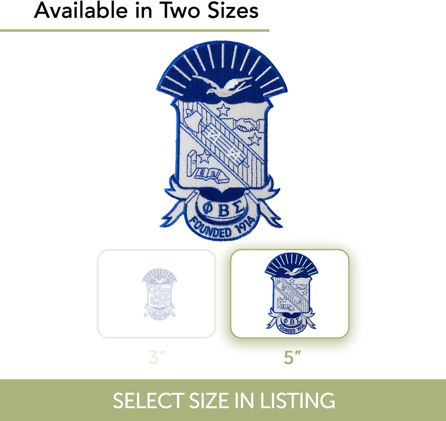 Desert Cactus Phi Beta Sigma Fraternity 4.85 inch Embroidered Appliqué Sew or Iron On Greek Blazer Jacket Pants Bag Sigma (4.85 Crest Patch) Multicolored (Pack of 2)