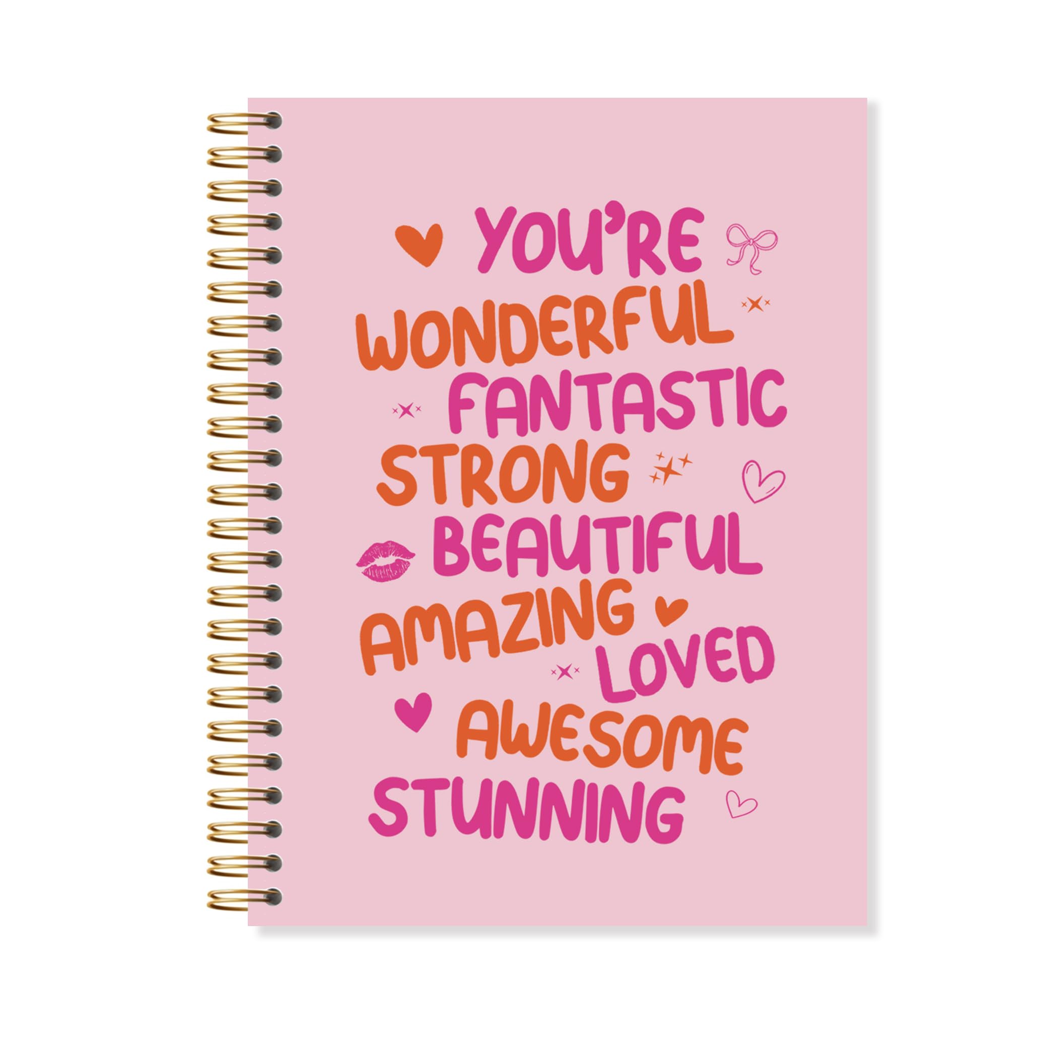 OSLYSOF Pink Orange Inspirational Spiral Notebook, Trendy Pink Notebooks for Note Taking, Positive Affirmations Journal, Preppy Motivational Quote