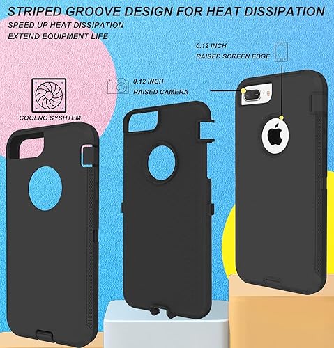 Miniatura 4 de ONOLA Funda compatible con iPhone 87 Plus con protector de pantalla, 2 en 1, funda de protección resistente (negro)
