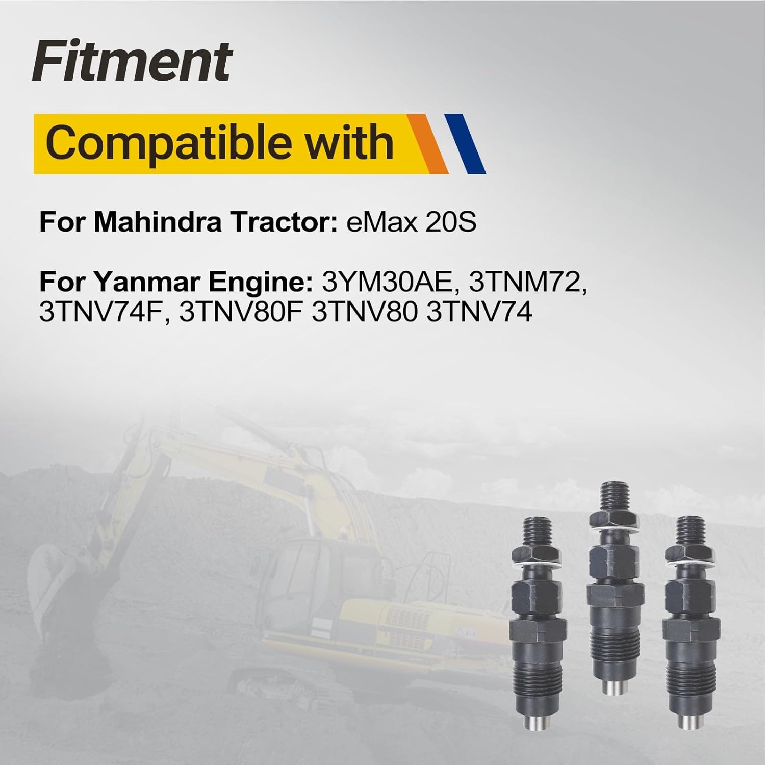 3pcs 119C10-53000 119C10 53000 Fuel Injector 719125-53100 105007-1700 119C10-53100 for Yanmar 3YM30AE 3TNM72 3TNV74F 3TNV80F 3TNV74 Engine John Deere for Mahindra Tractor eMax 20S