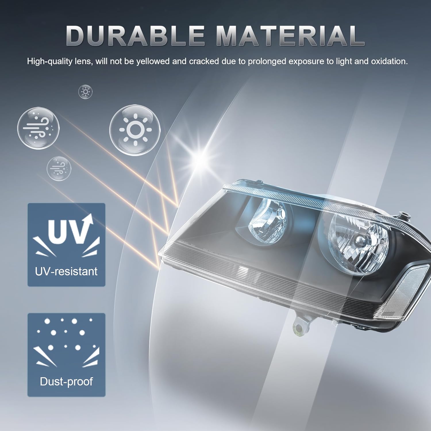 Headlights Assembly Compatible for 2008-2014 Dodge Avenger Black Housing Clear Reflector Front Headlamp Driver and Passenger Side