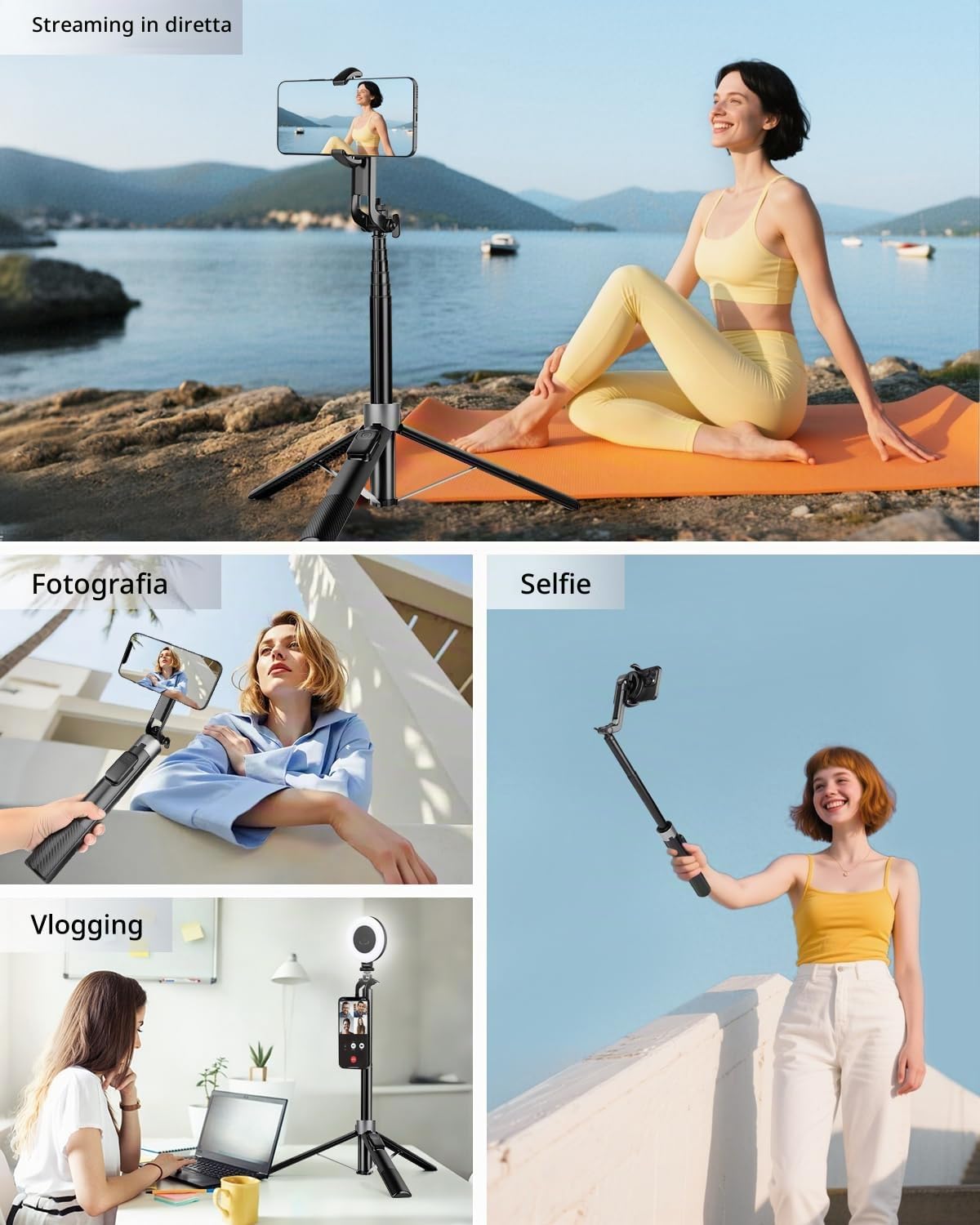 Victiv 178cm Magnetico Treppiede Smartphone, All-in-One Bastone Selfie Cavalletto per Smartphone, Portatile Treppiede da Golf con Picchetti Metallici, Tre Piedi per iPhone Telefono da Viaggio