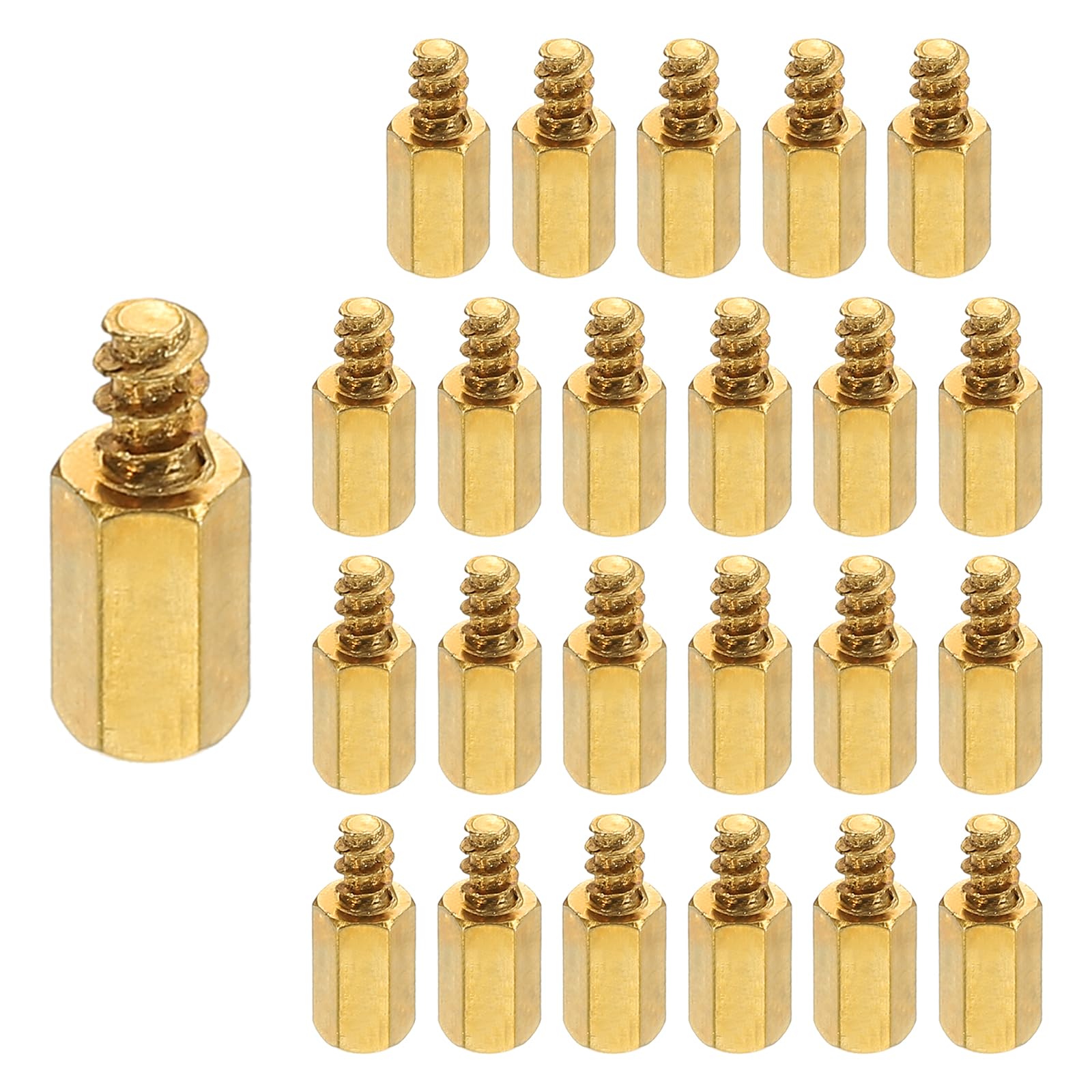 PATIKIL 24pcs M4 Male to Female Self-Tapping Hex Standoffs Spacers Pillars, M4 10+6mm Brass Motherboard Standoffs Copper