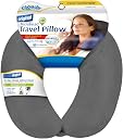 Dual Comfort Microbead Airplane Travel Neck Pillow. Super Soft Cozy Plush Fabric on One Side, Cool Relaxing Spandex on the Other! - Grey