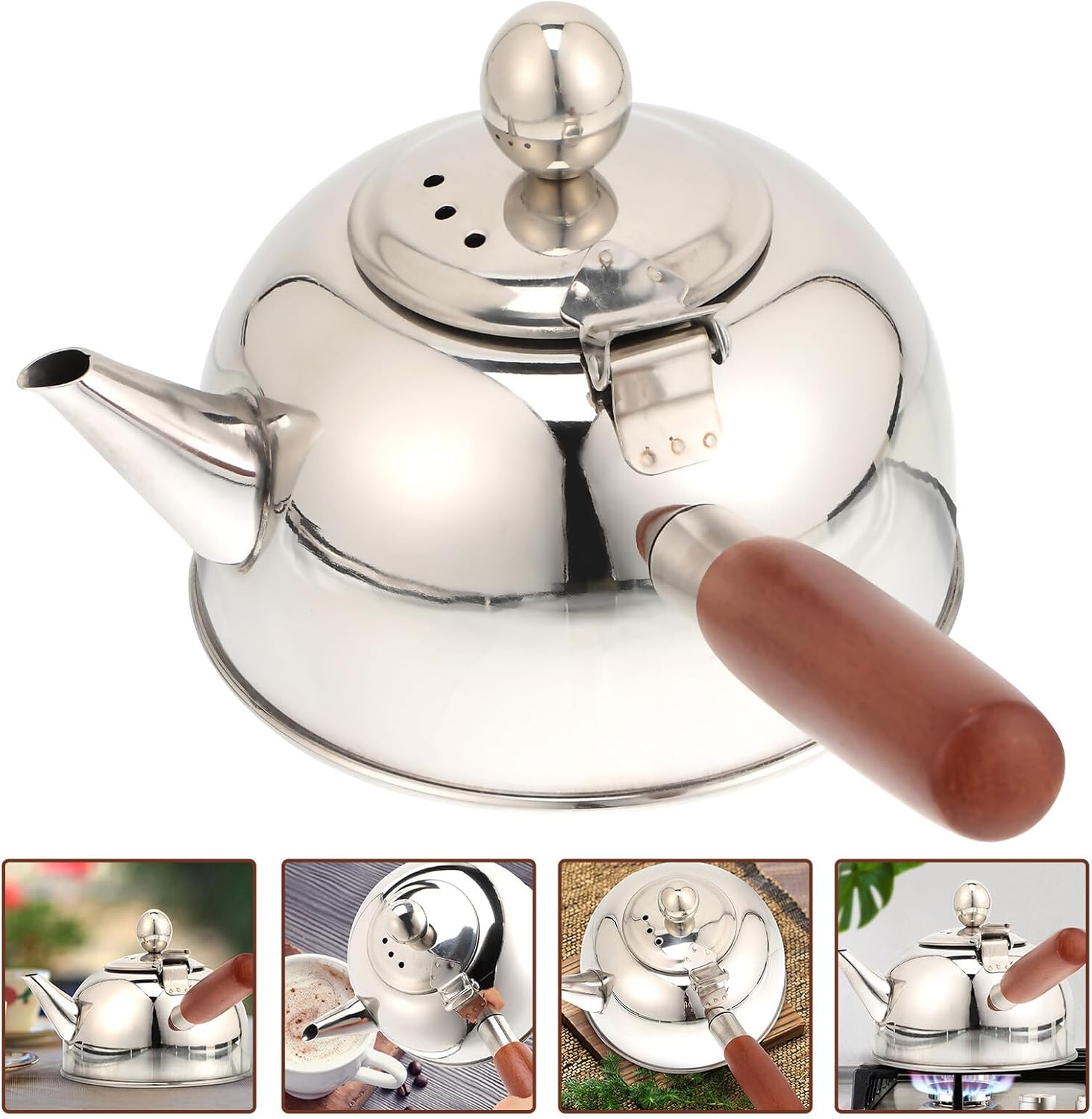 Stainless Steel Tea Kettle Side Handle Whistling Water Kettle for Gas Electric Induction Stove Top Kitchen Tea Pot