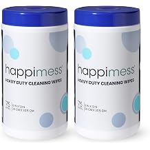 happimess WPE1001A-2SET Heavy Duty Cleaning Wipes, Multi-Purpose Multi-Surface Household Wipes, Extra Strong Cleaner for Kitchen, Bathroom, and Pet Messes, Unscented, 150 Count 2 Packs of 75