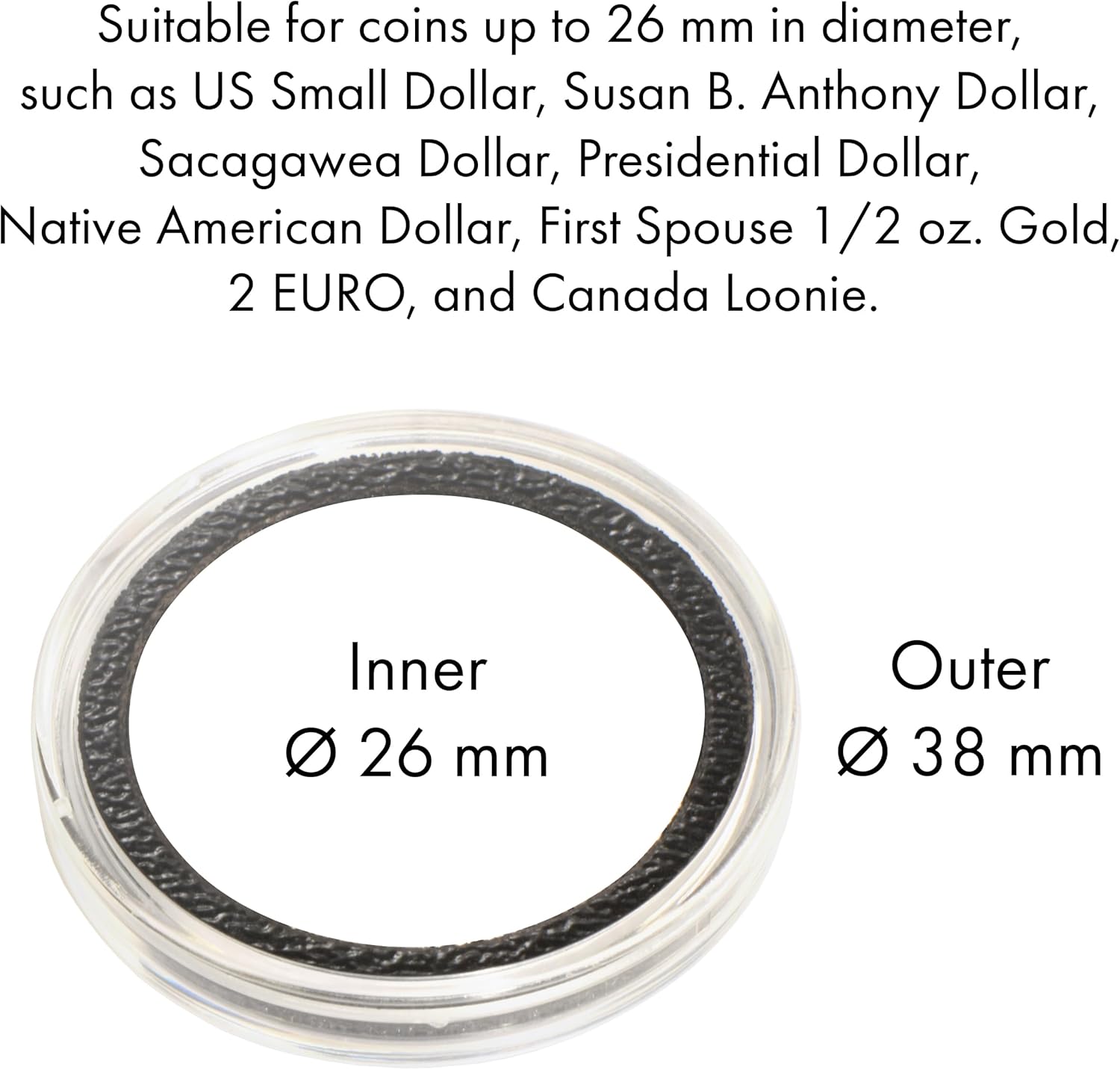 LIGHTHOUSE - Ultra Round Coin Capsules with INTERCEPT Technology Corrosion Protection for 26 mm Coins - Pack of 10