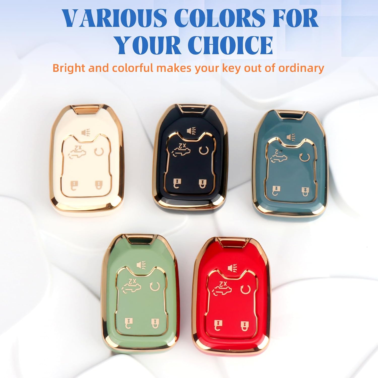 QBUC for GMC Key Fob Cover TPU Protector Case with Keychain for 2019-2022 Chevy Silverado GMC Sierra 1500 2500HD 3500HD Key Cover Smart Remote 5 Button(Red)
