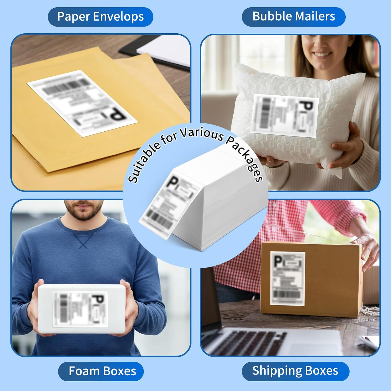 10000 Pcs 4x6 Thermal Labels Thermal Shipping Printer Labels Fanfold Direct Printer Paper Stickers Perforated Strong Adhesive Compatible Label Printers for Mailing Postage Address