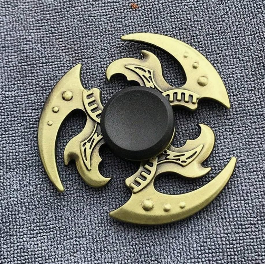 Metallic Fidget Spinner with Intricate Flame Designs, Stress Relief Toy